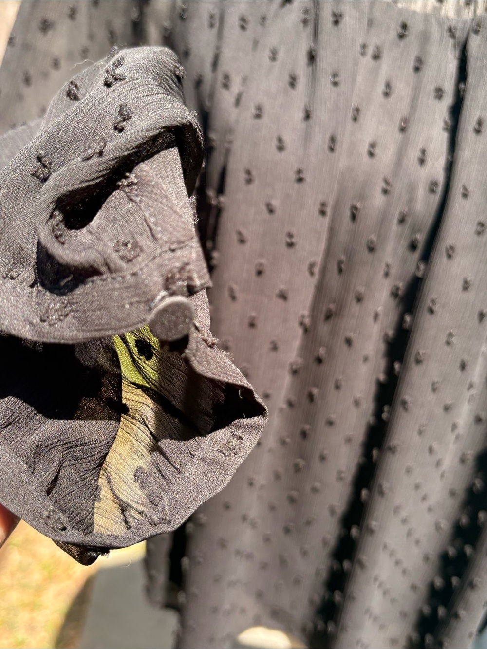 J. Crew Black Sheer Swiss Dot Ruffled Yoke Blouse - Picture 3 of 6